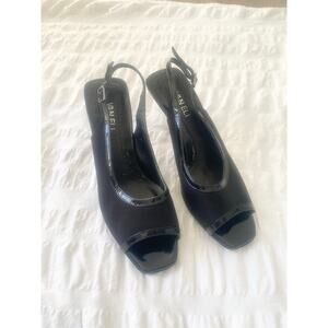 Vaneli Black Peep Toe‎ Slingback 3” Heels New Size 8